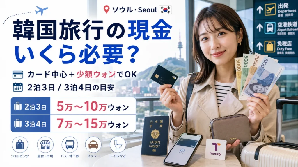 韓国旅行の現金はいくら必要？2泊3日・3泊4日のウォン目安とカードの使い分け