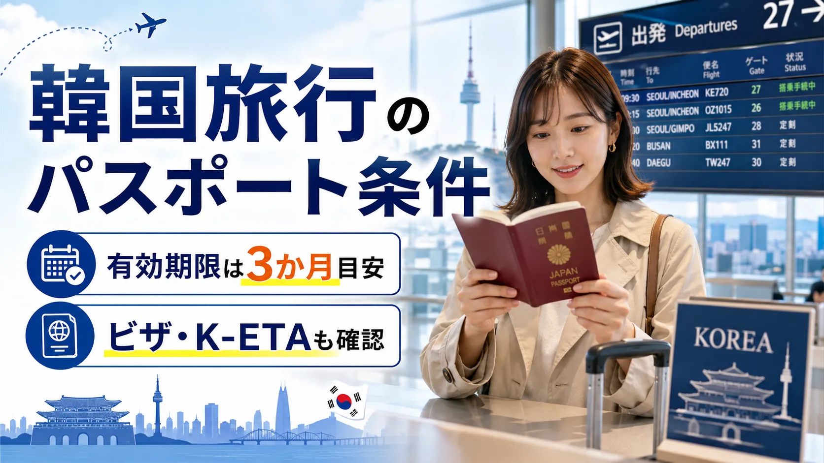 韓国旅行のパスポート条件｜有効期限は何か月必要？ビザ・K-ETAも解説