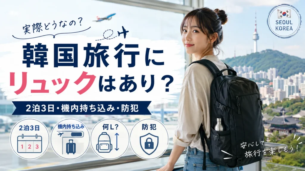 韓国旅行にリュックはあり?危ない?2泊3日は何L?機内持ち込み・防犯も解説