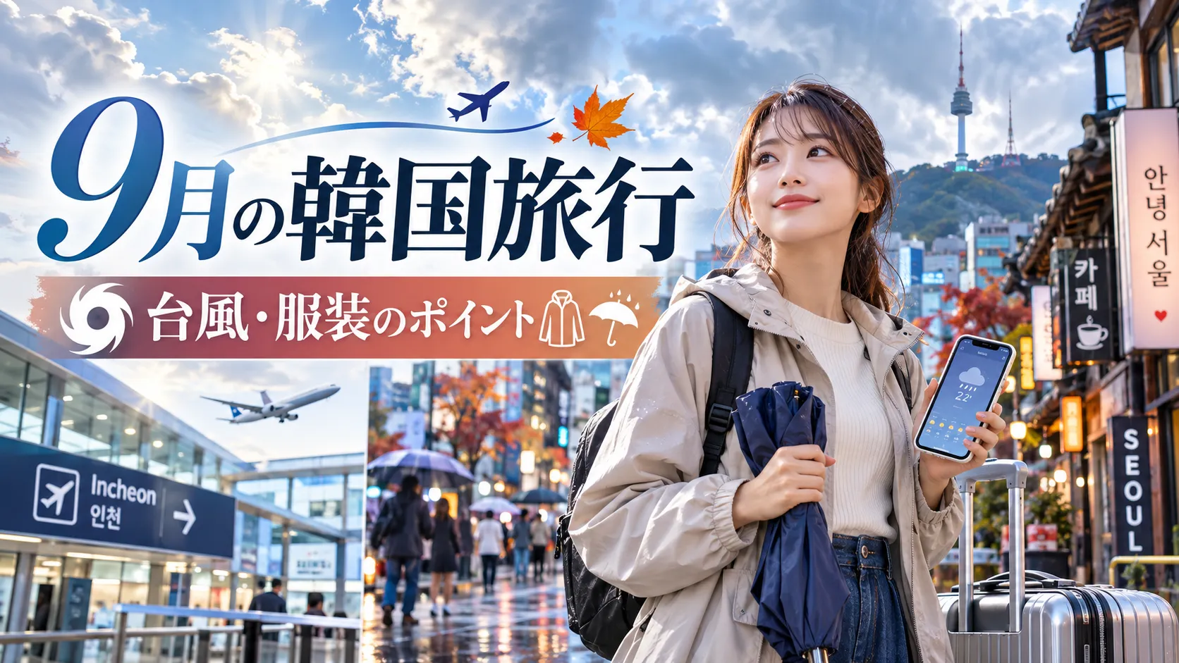 9月の韓国旅行は台風に注意？気温・服装と欠航時の確認方法