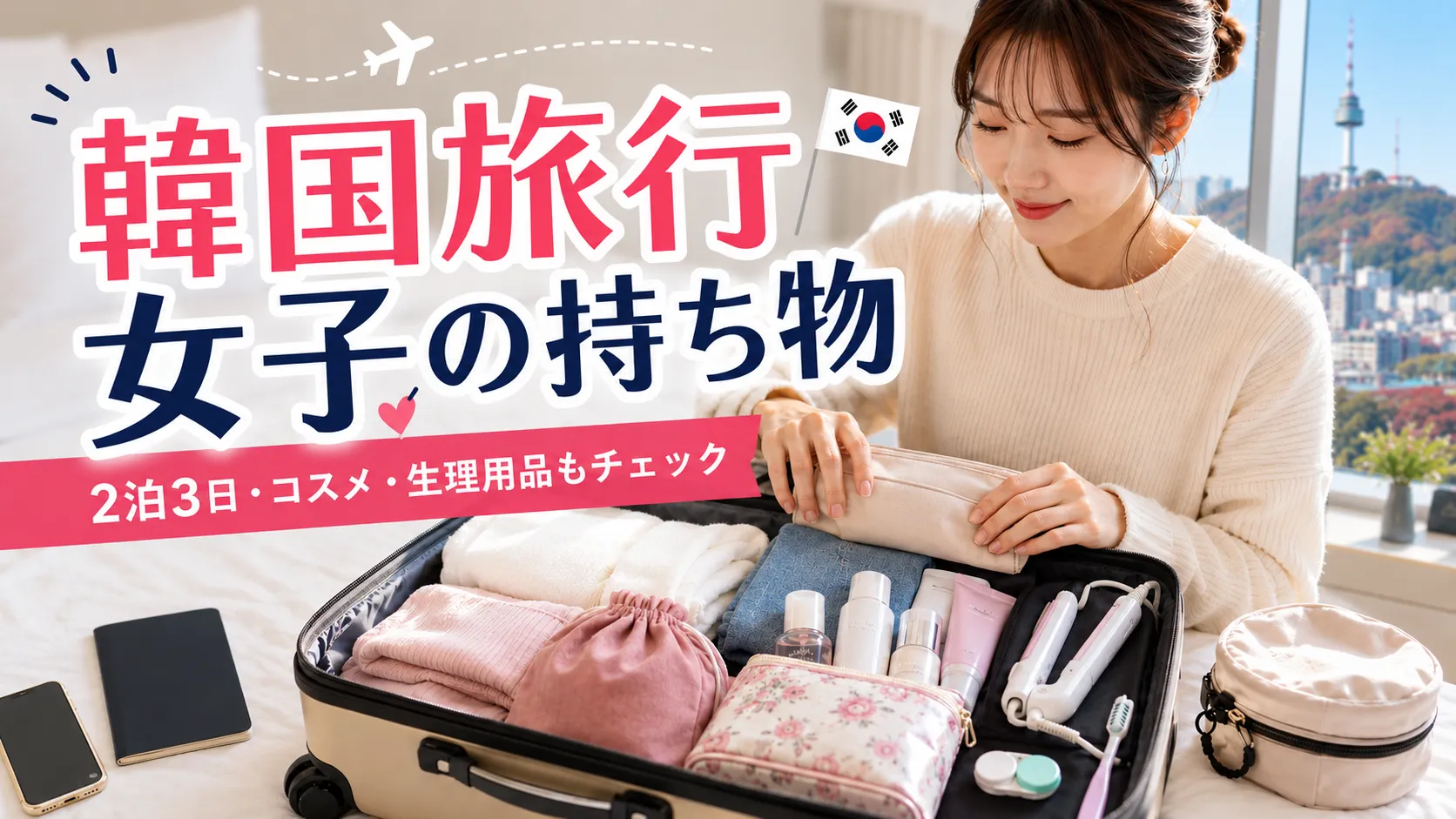 韓国旅行の女子向け持ち物チェックリスト｜2泊3日・コスメ・生理用品まで解説