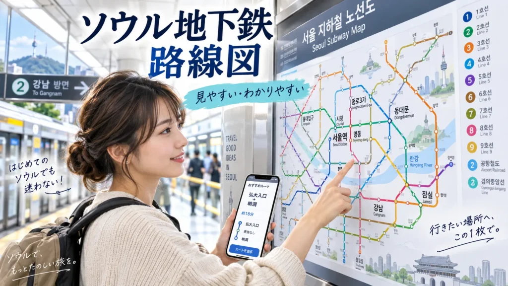 ソウル地下鉄の路線図|見やすい公式マップ・日本語アプリ・乗り方を解説