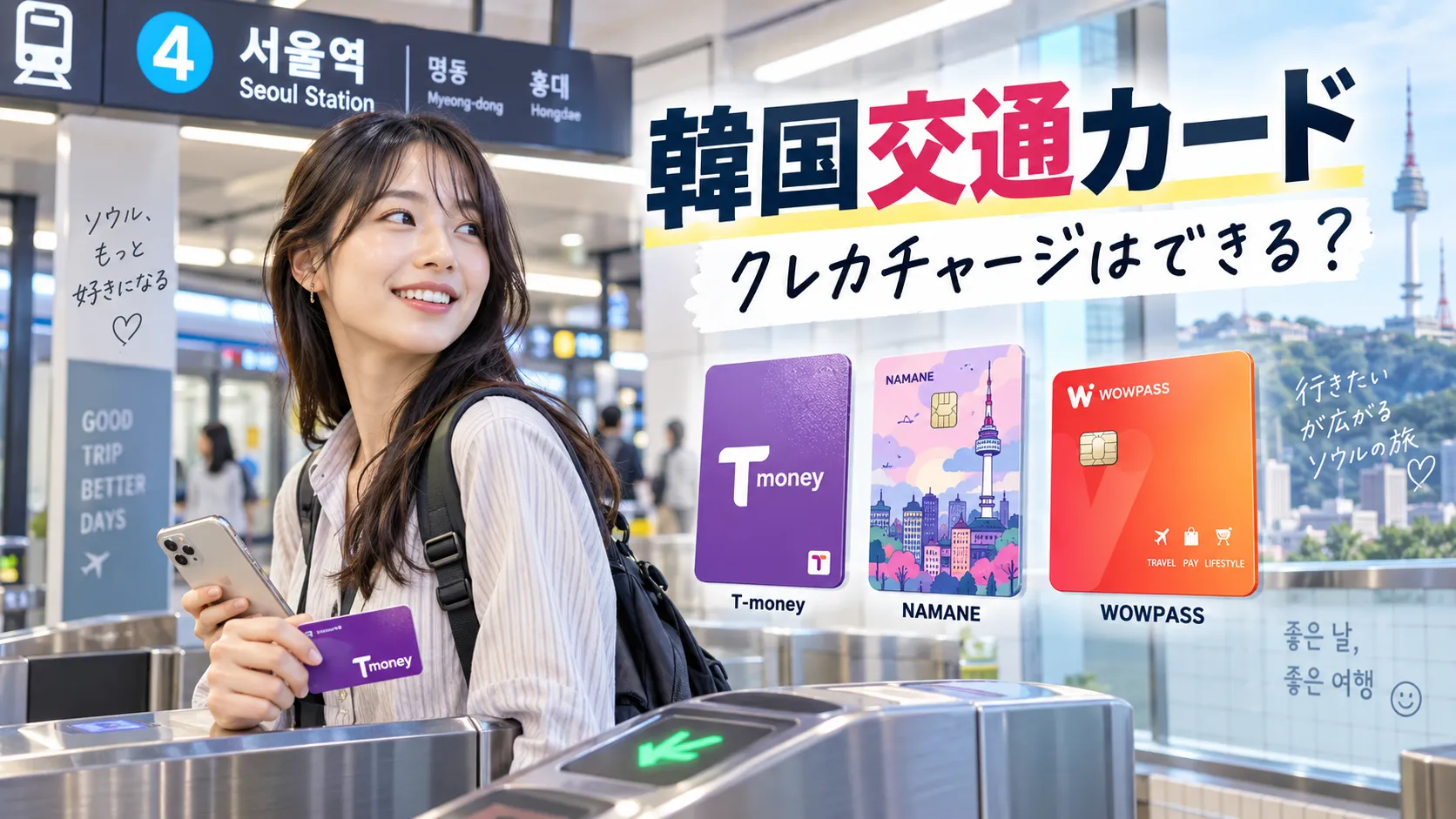 韓国交通カードはクレジットカードでチャージできる？T-money・NAMANEを比較