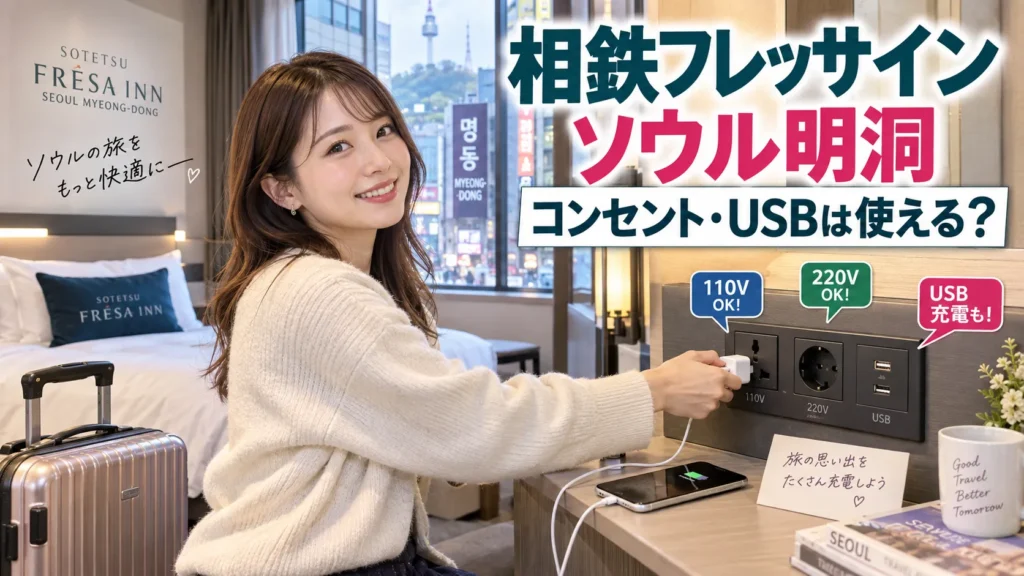 相鉄フレッサイン ソウル明洞のコンセント|日本のプラグは使える?110V・USBを確認