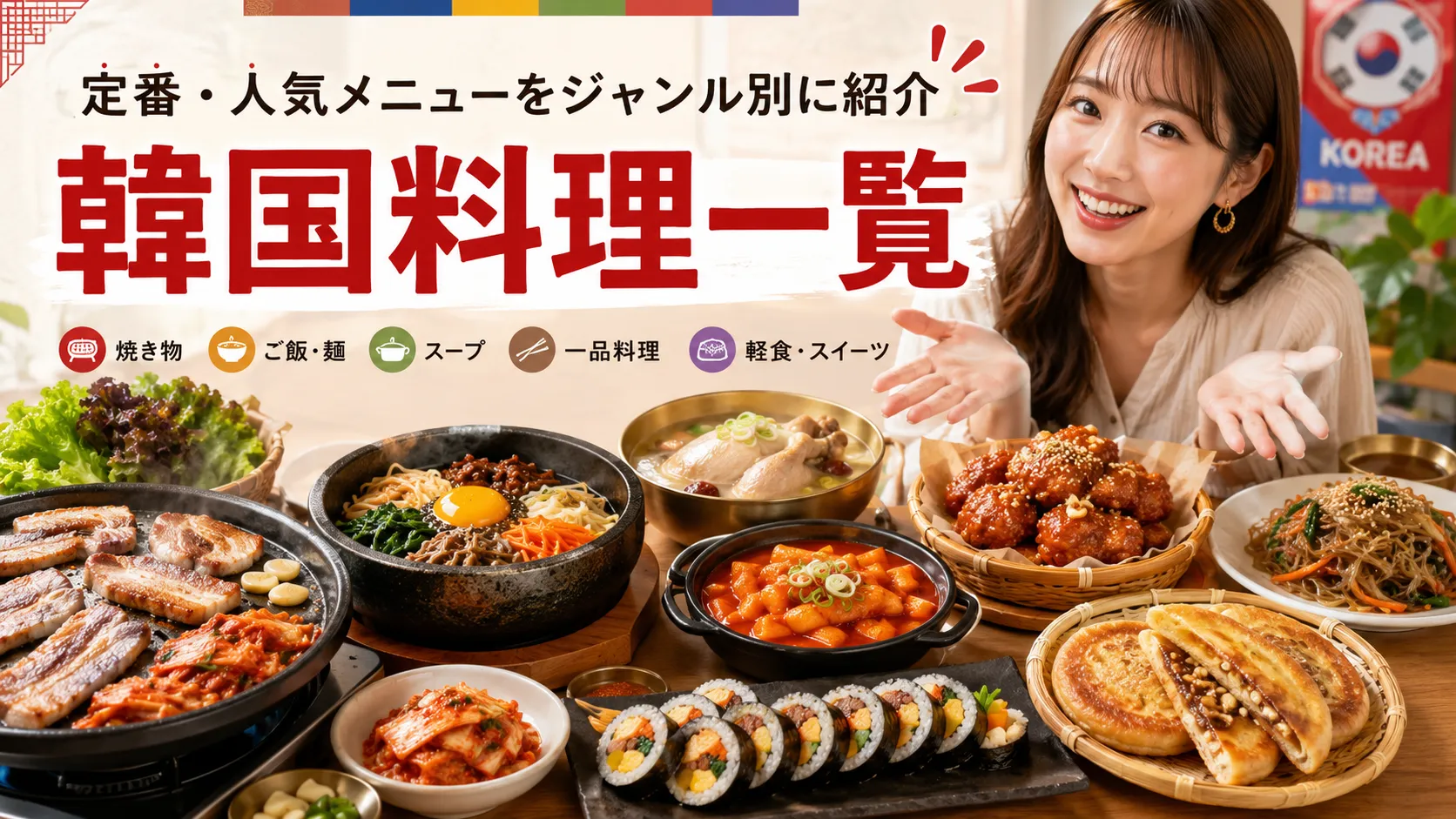 韓国料理一覧｜定番メニュー・韓国語表記・辛さをジャンル別に解説