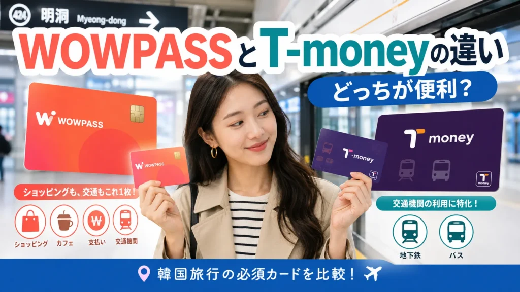 WOWPASSとT-moneyの違いは?どっちがいい?残高・チャージ・使い方を比較